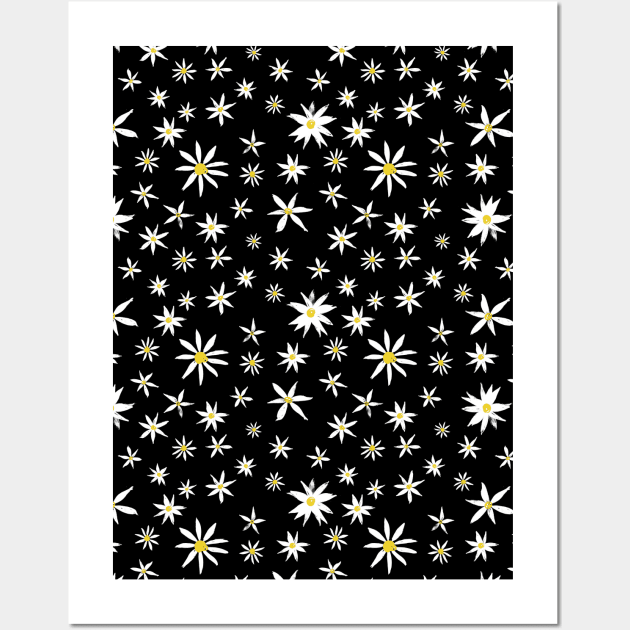 Daisy on black Wall Art by crumpetsandcrabsticks